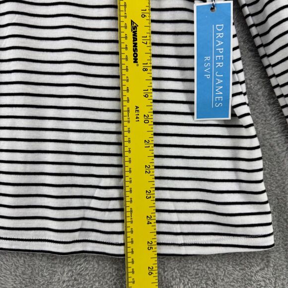 Draper James Top Womens XXL White Black Striped Mock Neck Long Puff Sleeve New - Picture 11 of 16